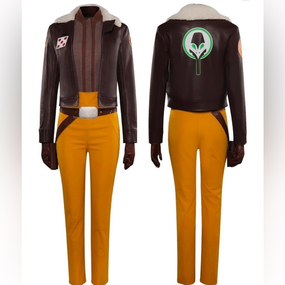 Brown and Yellow Women's Jacket and Pants Set - Picture 1 of 6